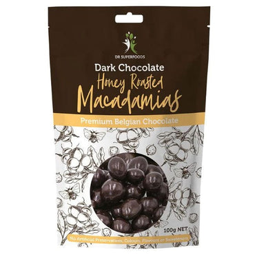 Dr Superfoods Organic Honey Roasted Macadamias Dark Chocolate 125g